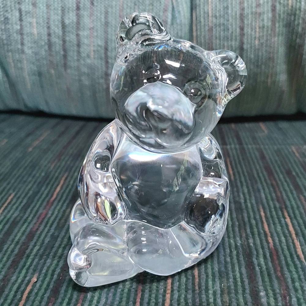 Vintage Lead Crystal Clear Art Glass Bear Figurine Paperweight Princess House 3"